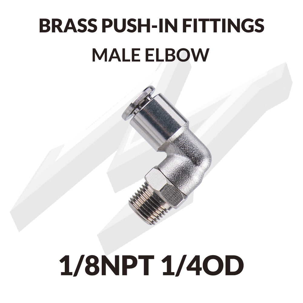 BRASS PUSH-IN FITTINGS MALE ELBOW 1/8NPT 1/4OD