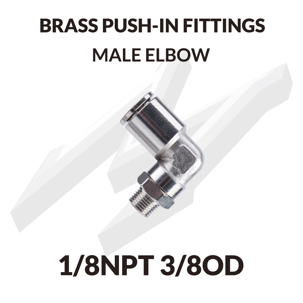 BRASS PUSH-IN FITTINGS MALE ELBOW 1/8NPT 3/8OD