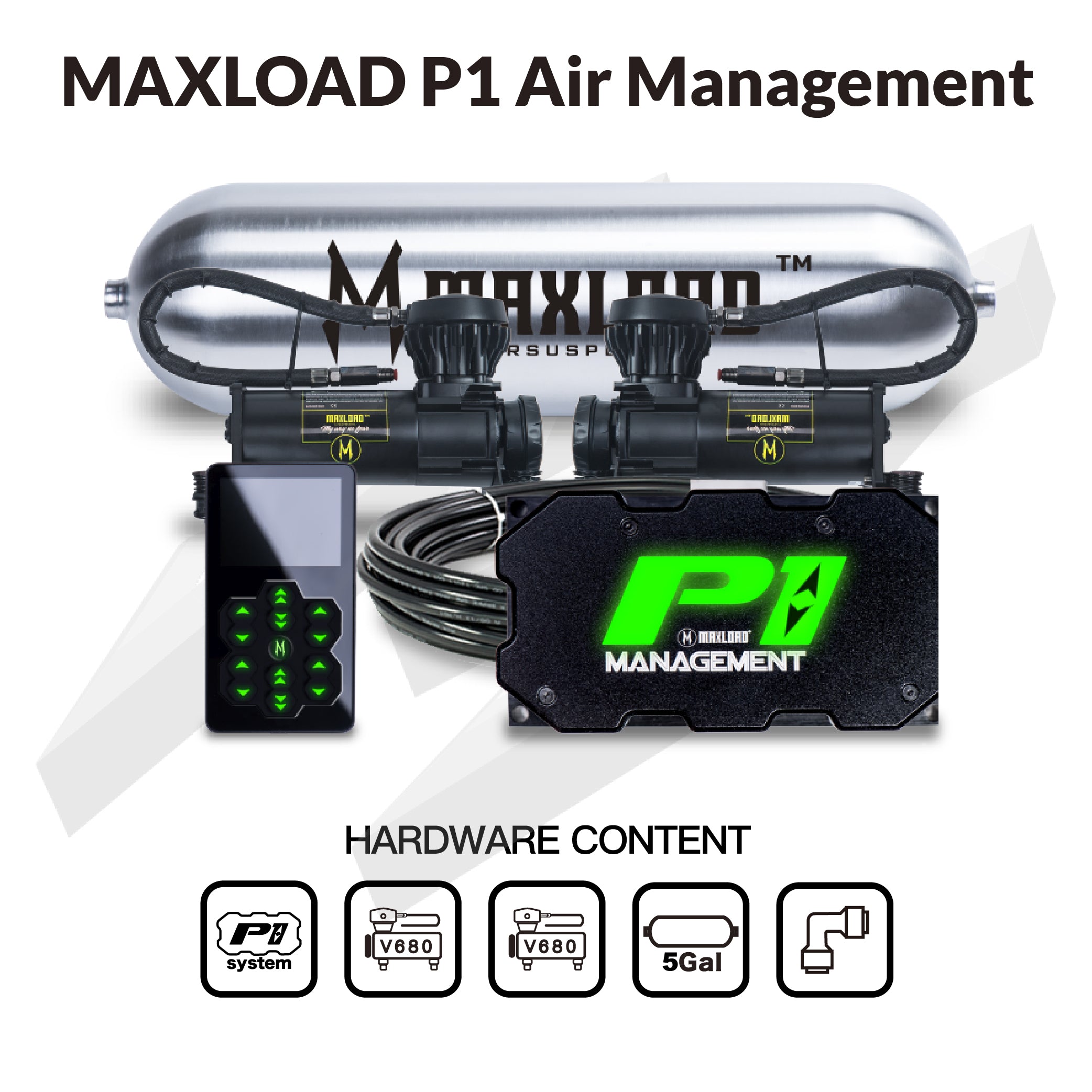 MAXLOAD P1 エアマネジメント、デュアル V680 および 5 ガロン タンク